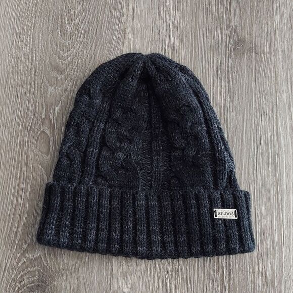Igloos Cuffed Black Knit Beanie - Picture 1 of 4